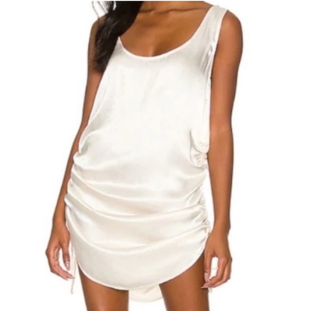 SNDYS x REVOLVE champagne sinch ruched side dress low back